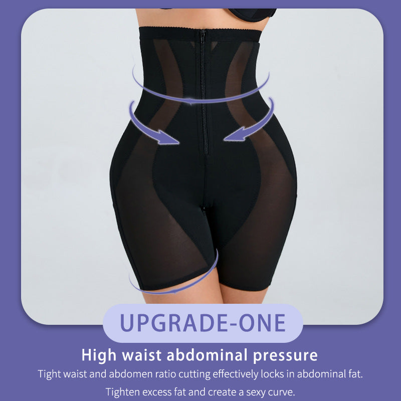 Thin Nylon Shapewear Pants - Zipper Closure, S-3XL