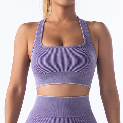 Seamless Frosted Yoga Clothes Four Piece Sports Set Women Shockproof Yoga Bra Fitness Yoga Pants