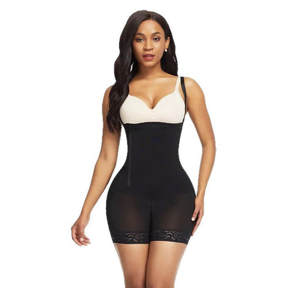 Plus Size Nylon Shapewear Bodysuit - Black or Skin Color, XS-XXXXL