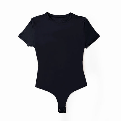 Sk Same Style Seamless One-Piece Shapewear Double-Layer Foggy High-Elastic Slim Round Neck Short-Sleeved T-Shirt Jumpsuit Ready for Women