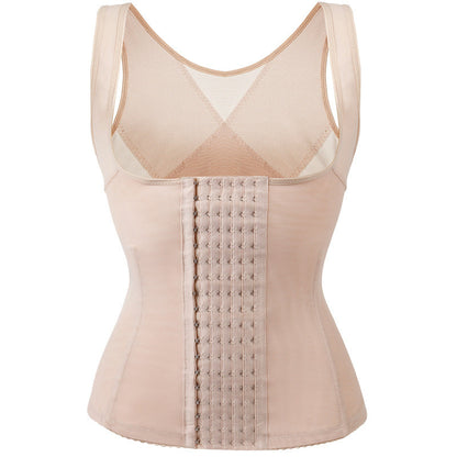 Buttoned Polyester Shaping Top - Black or Apricot, S-3XL