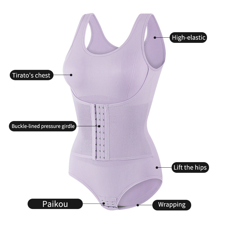 Nylon Seamless Shapewear Bodysuit - Buttoned, M-XXL