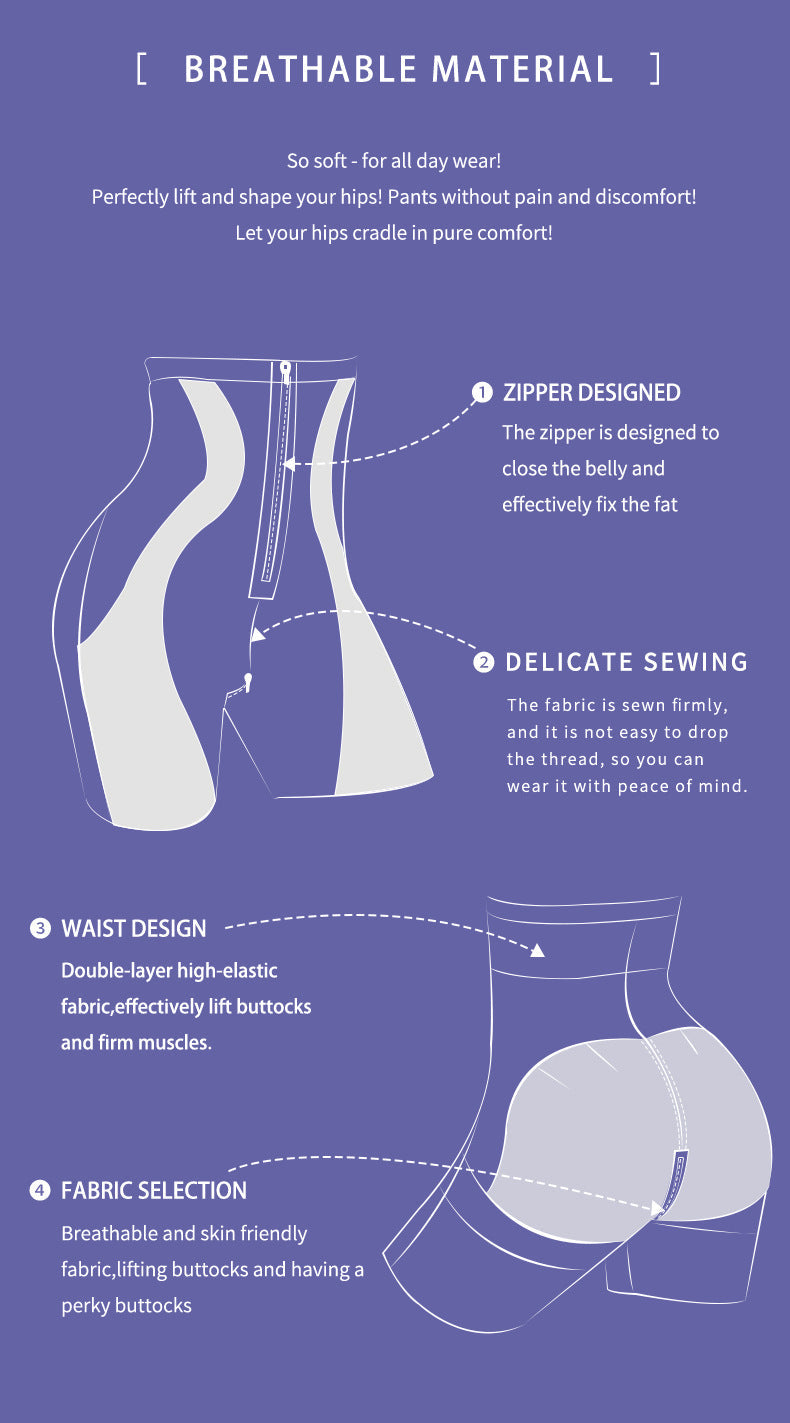Thin Nylon Shapewear Pants - Zipper Closure, S-3XL