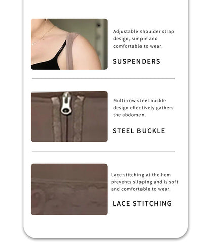 Women’s Waist-Shaping Bodysuit with Zipper and Steel Boning