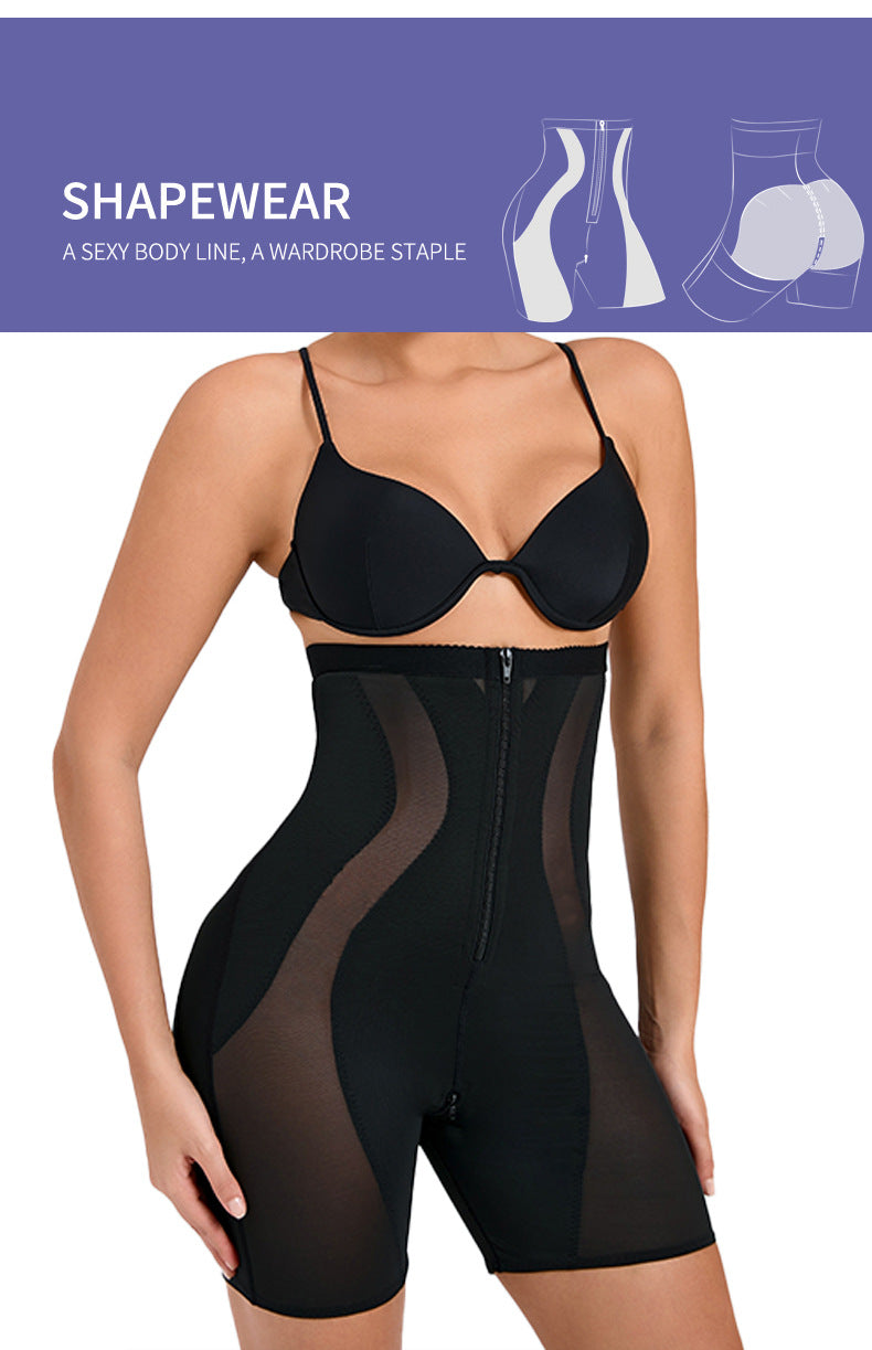 Thin Nylon Shapewear Pants - Zipper Closure, S-3XL