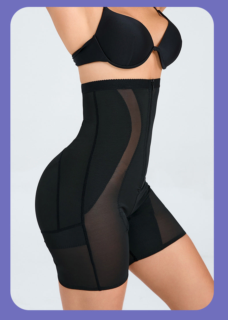 Thin Nylon Shapewear Pants - Zipper Closure, S-3XL