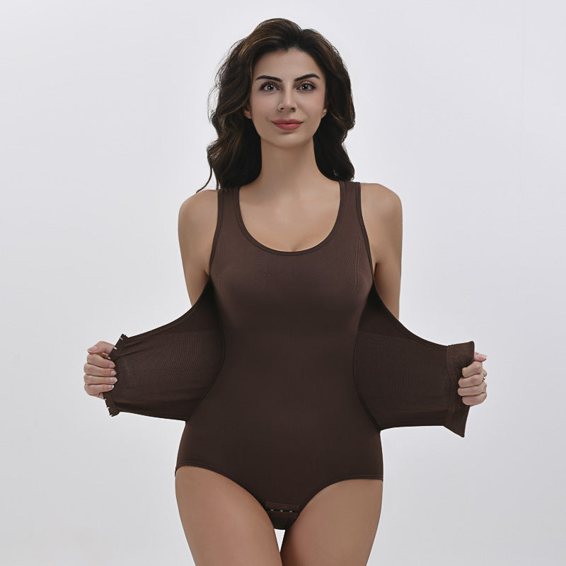 Nylon Seamless Shapewear Bodysuit - Buttoned, M-XXL