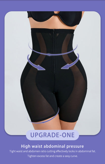 Thin Nylon Shapewear Pants - Zipper Closure, S-3XL