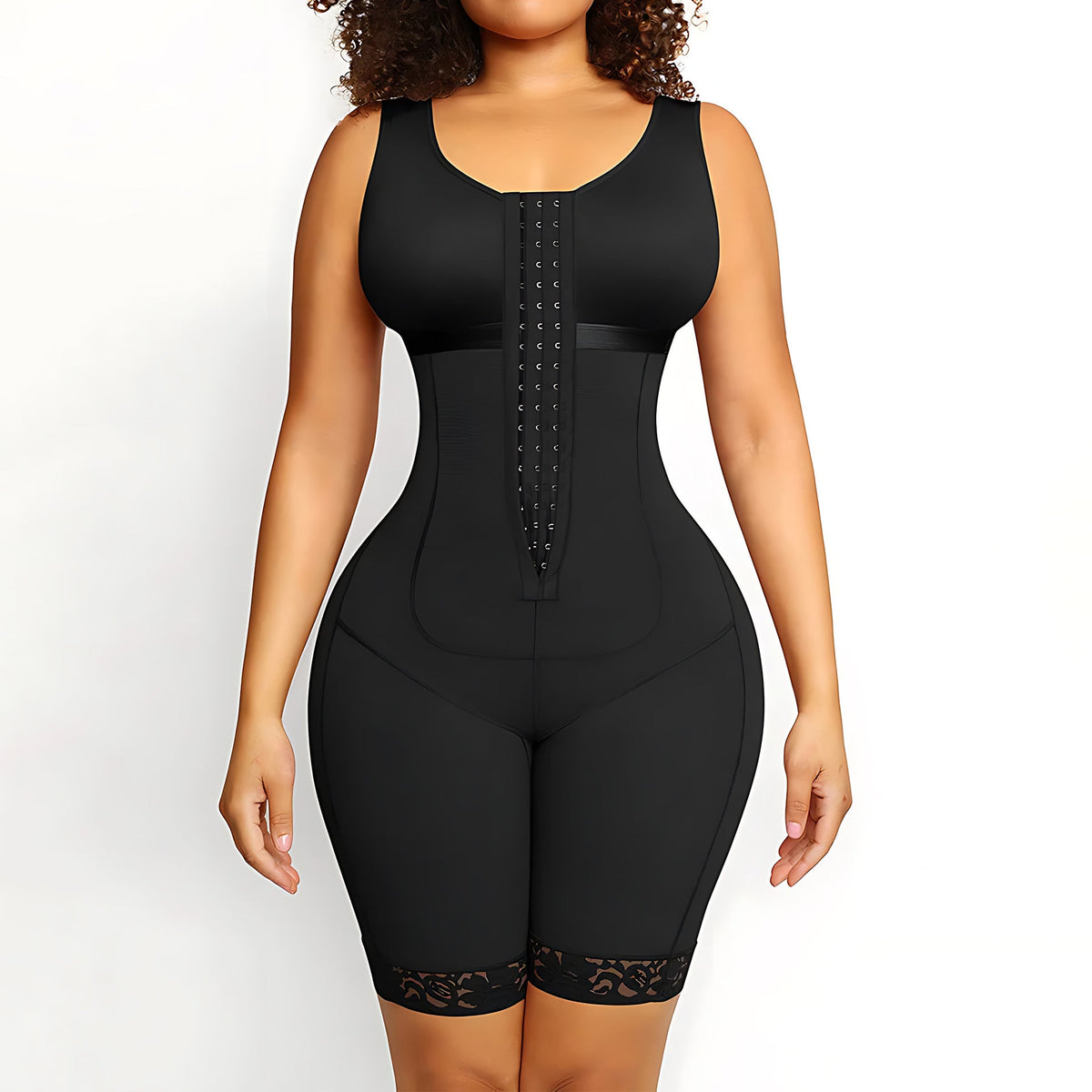 Nylon Shapewear Bodysuit - Buttoned, Black or Purple, XS-XXXL