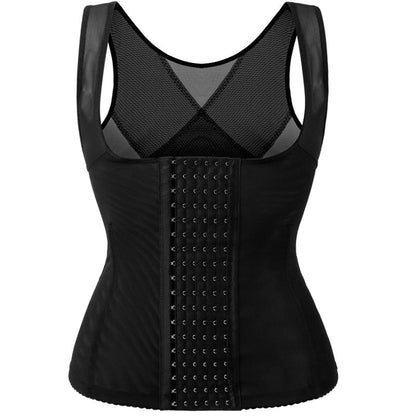 Buttoned Polyester Shaping Top - Black or Apricot, S-3XL