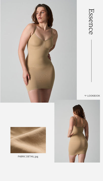 Nylon-Spandex Shapewear Dress - Sleeveless V-Neck, S-XL