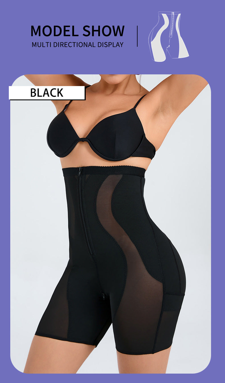 Thin Nylon Shapewear Pants - Zipper Closure, S-3XL