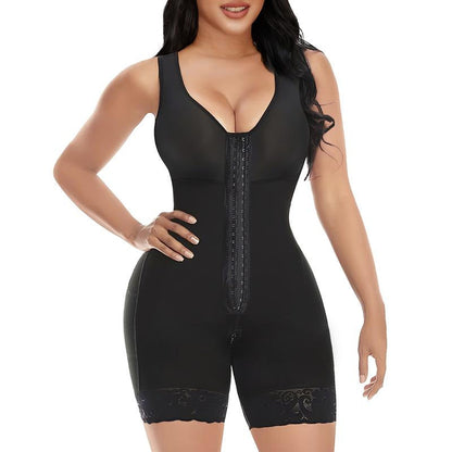 Nylon Shapewear Bodysuit - Buttoned, Non-Seamless, S-XXXXL
