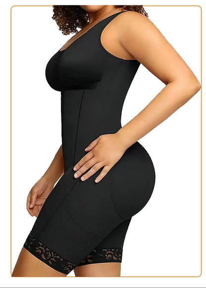 Nylon Shapewear Bodysuit - Buttoned, Black or Purple, XS-XXXL