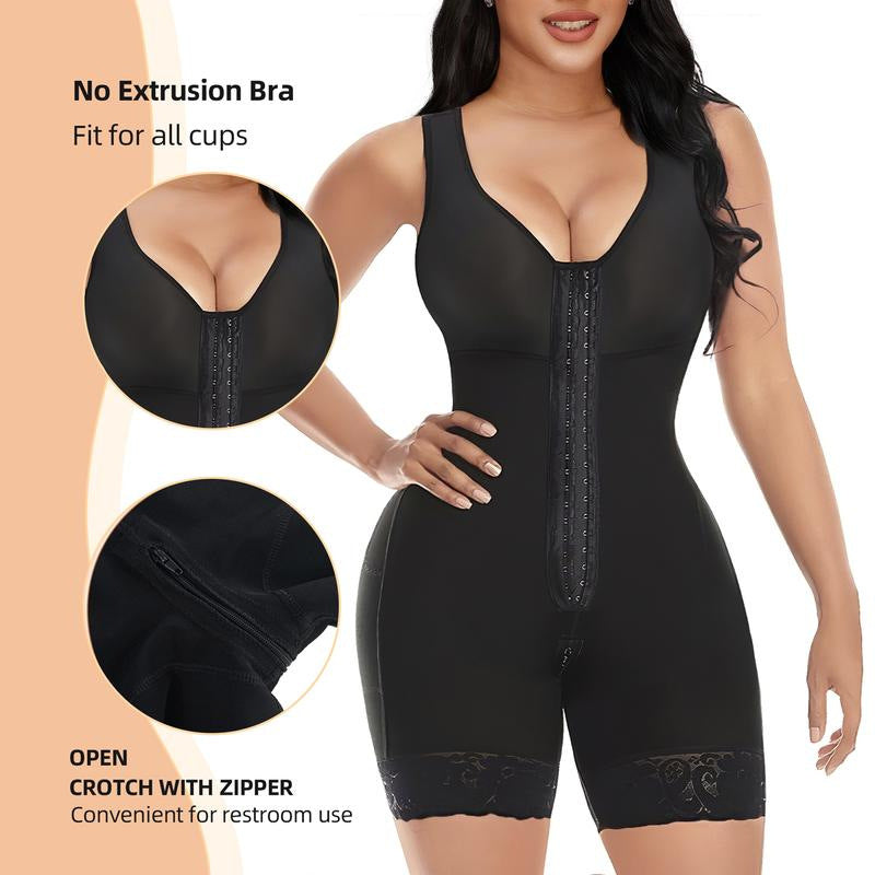 Nylon Shapewear Bodysuit - Buttoned, Non-Seamless, S-XXXXL
