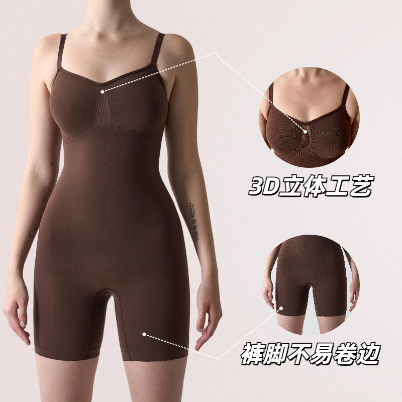Seamless Nylon Shapewear Bodysuit - Buttoned, Black, Nude, Coffee or Dark Khaki, S-XL