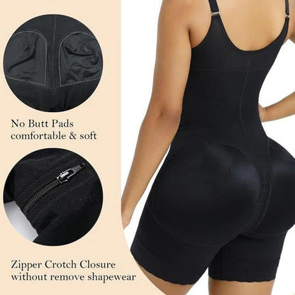 Nylon Shapewear Bodysuit - Buttoned, Non-Seamless, S-XXXXL