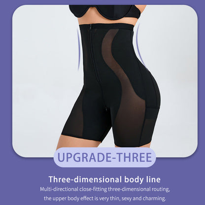 Thin Nylon Shapewear Pants - Zipper Closure, S-3XL
