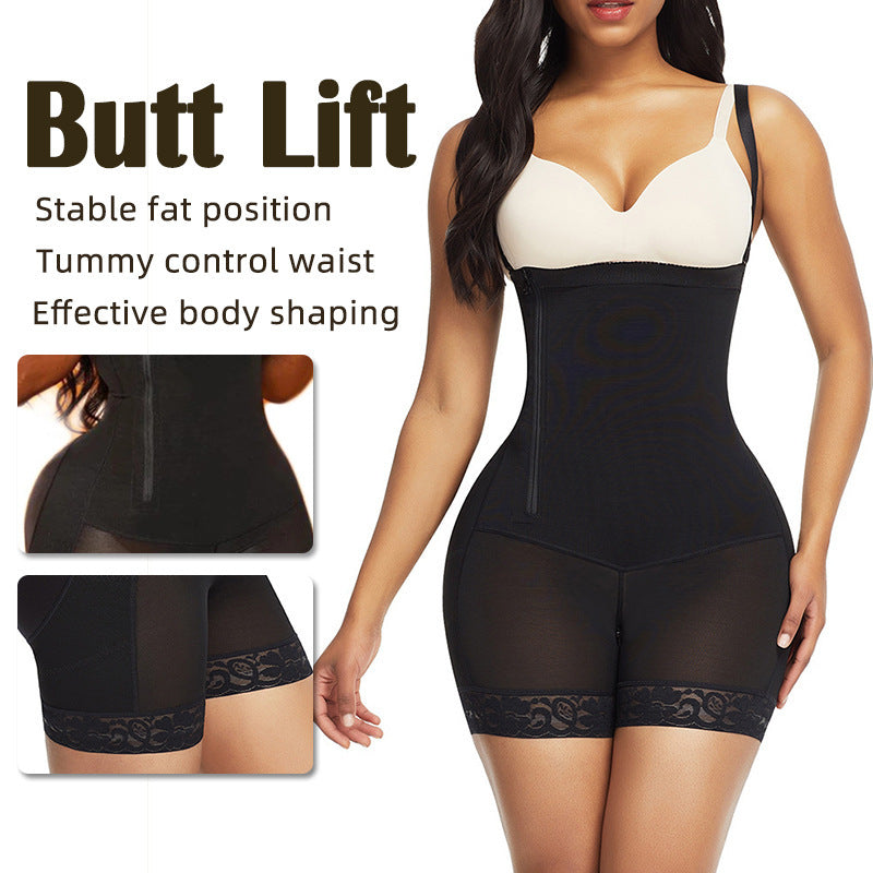 Plus Size Nylon Shapewear Bodysuit - Black or Skin Color, XS-XXXXL