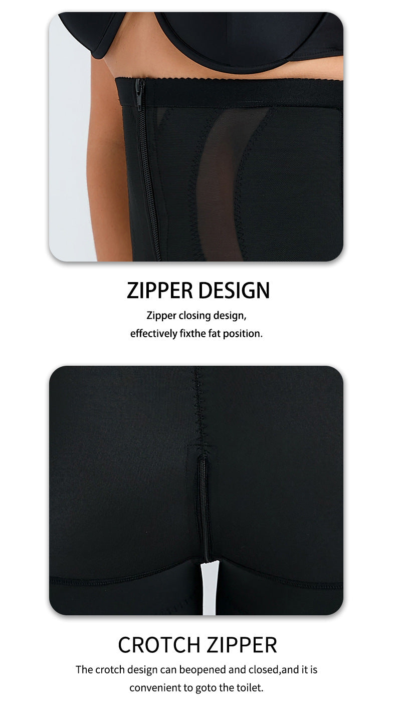 Thin Nylon Shapewear Pants - Zipper Closure, S-3XL