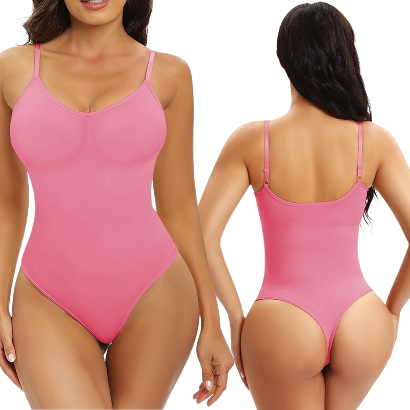 Women’s thong shapewear bodysuit with detachable straps.