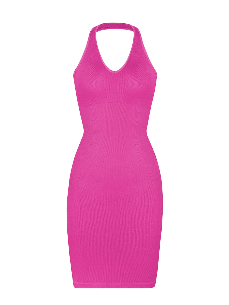 Women Seamless Halter Neck Deep U Outer Wear Shaping Dress
