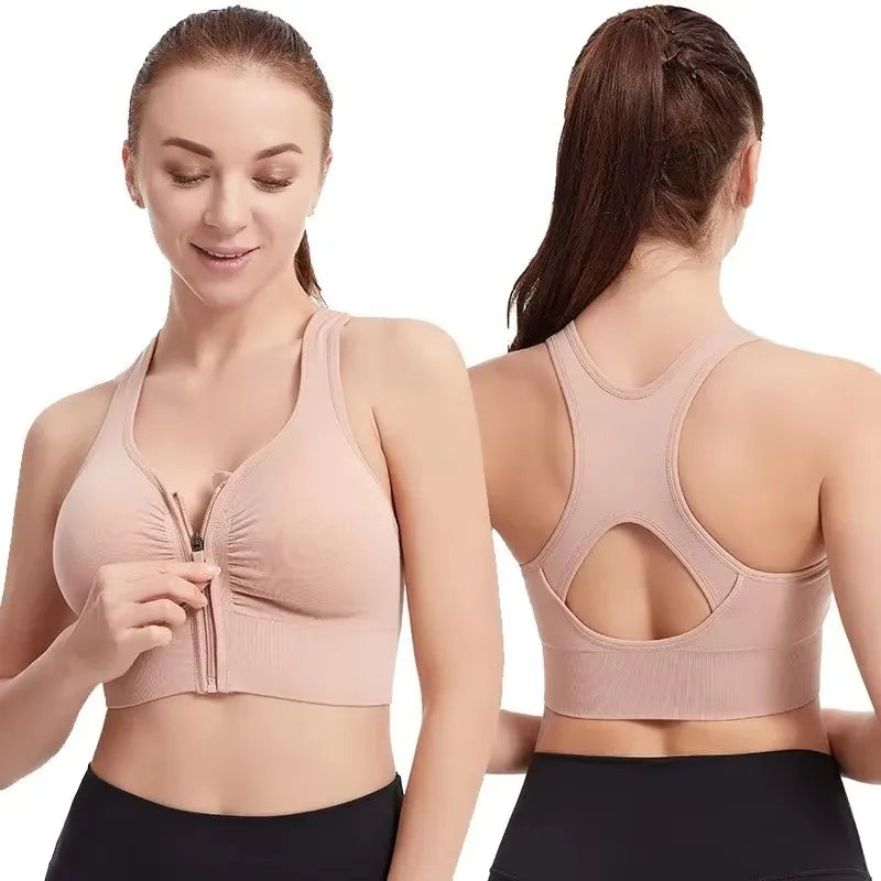Women's sports bra front zipper design