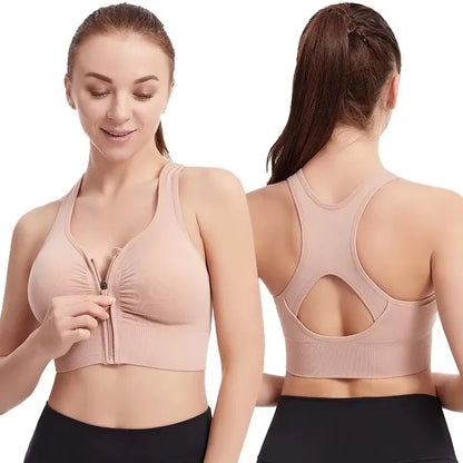 Women's sports bra front zipper design