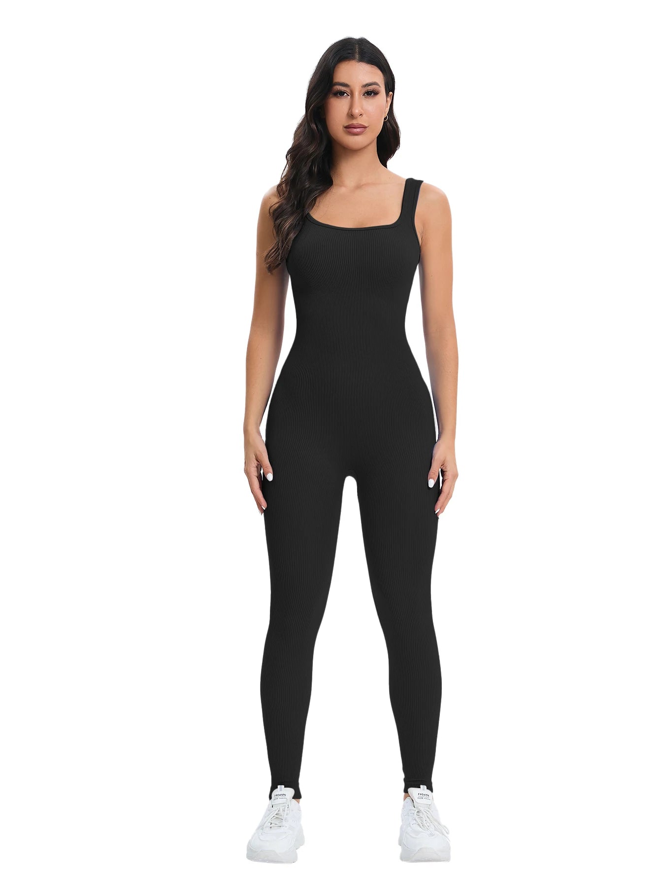 Ribbed Shapewear Jumpsuit with Built-In Bra – Sleeveless Bodycon Romper