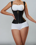 Women's Double Compression Waist Trainer – Zipper & Hook Closure, Tummy Control Corset