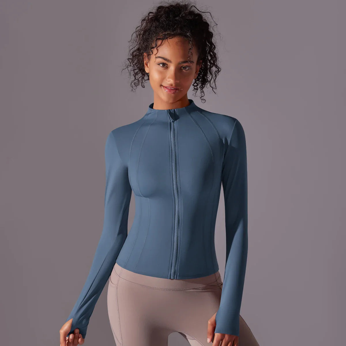 Women's Full Zip Yoga Top With Thumbholes
