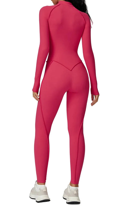 FlexSculpt Zip-Up Yoga Bodysuit – Long Sleeve Compression Jumpsuit