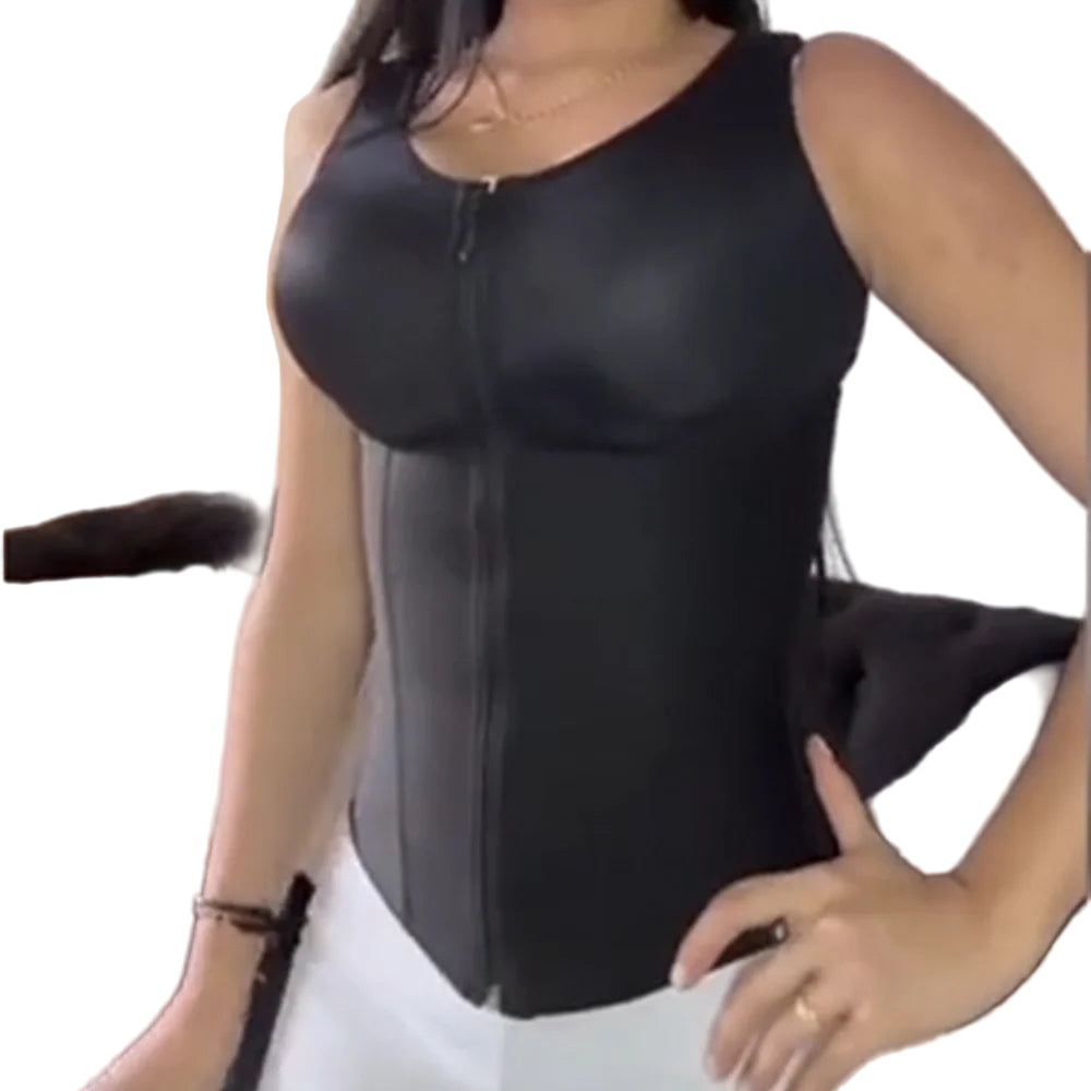 Sexy Waist Trainer Bodysuit – Zipper Corset Shapewear Vest for Women