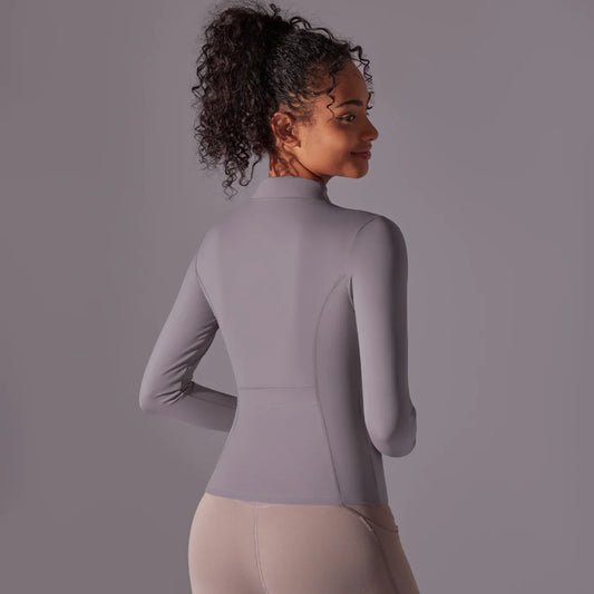 Women's Full Zip Yoga Top With Thumbholes