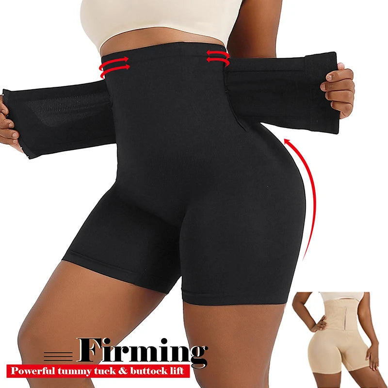 High-Waisted Tummy Control Shapewear Shorts with Butt Lifter & Hook Closure