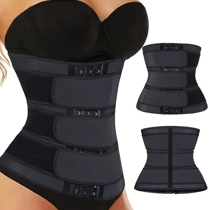 Women's Adjustable Breasted Tummy Control Waist belt Hook Workout Sweat Sauna Effect Body-shaped Fitness Sports Waist Trainer