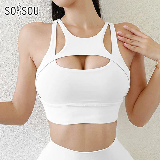 Nylon Elastic Sexy Sports Bra for Women Yoga Top