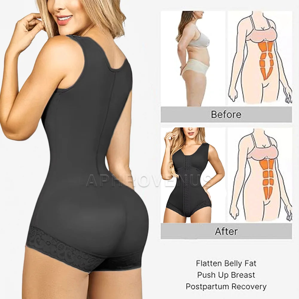 Fajas Body Shaper for Women – Tummy Control Shapewear with Hook & Eye Closure and Breast Support