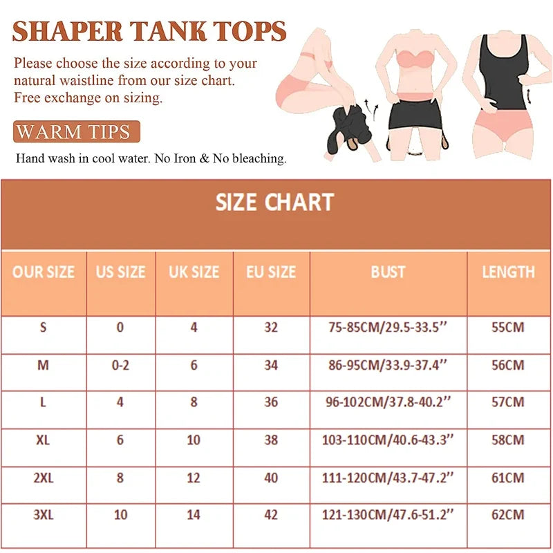 New Women Shapewear Tummy Control Tank Top Slimming Camisole Compression Vest With Removable Padded Bra Body Shaper Plus Size