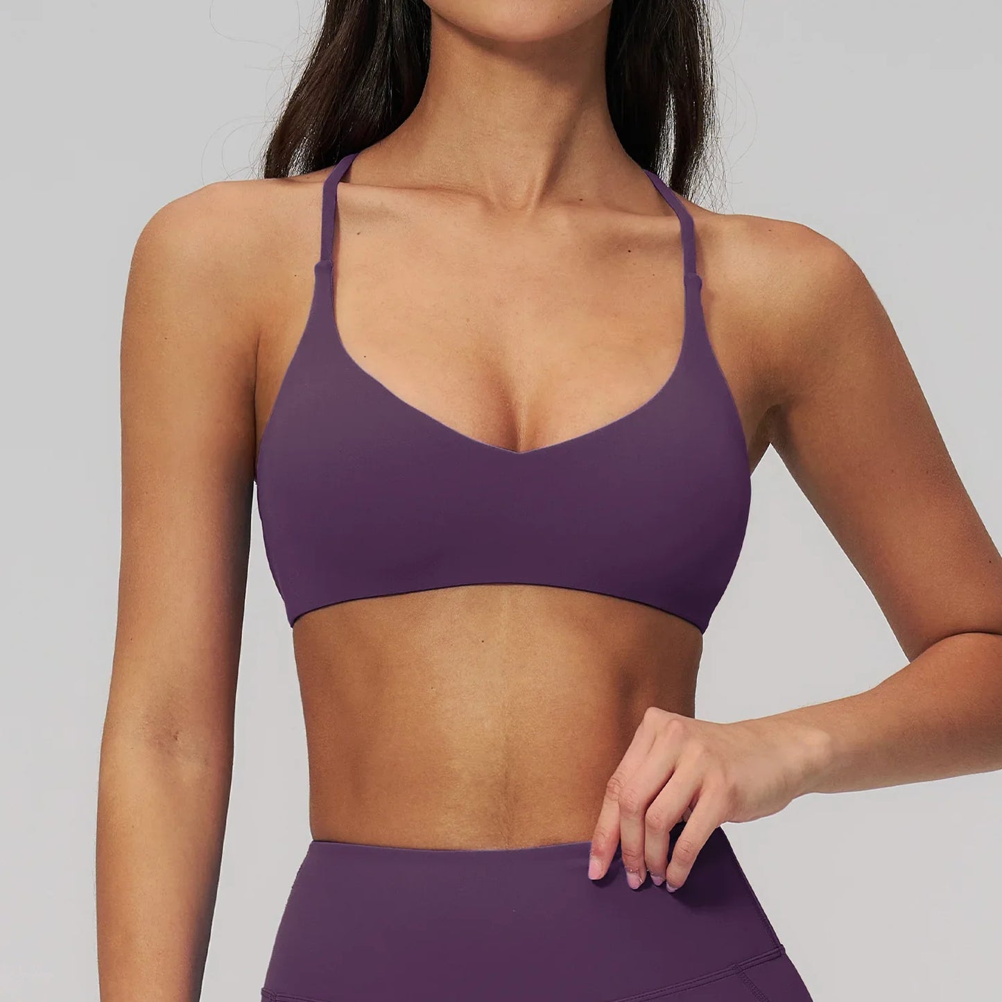 Summer U-Shaped Multi-Strap Cross Back Women Pilates Fitness Sports Bra Top Gym Yoga Athletic Tight Workout Jog With Chest Pad