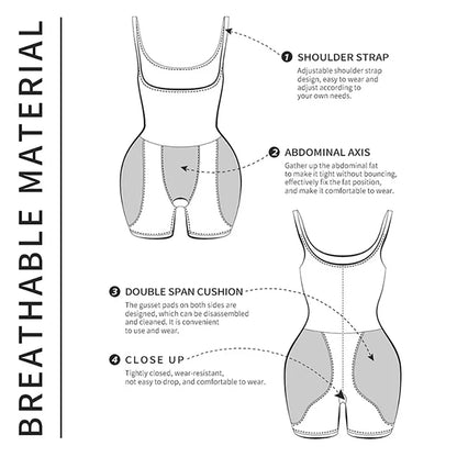 Women Upgraded Butt Lifing Shapewear Hourglass Body Shaper Bodysuit with Side Hip Pads Booty Enhancer Tummy Control Corset Fajas