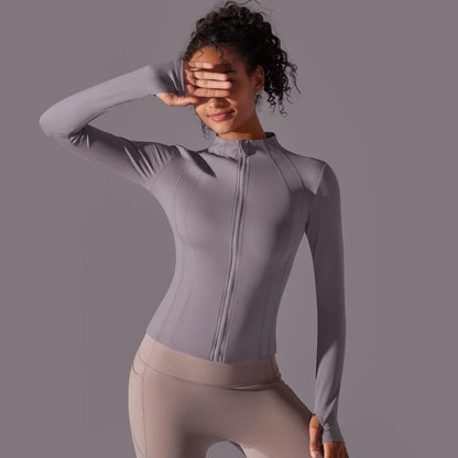 Women's Full Zip Yoga Top With Thumbholes