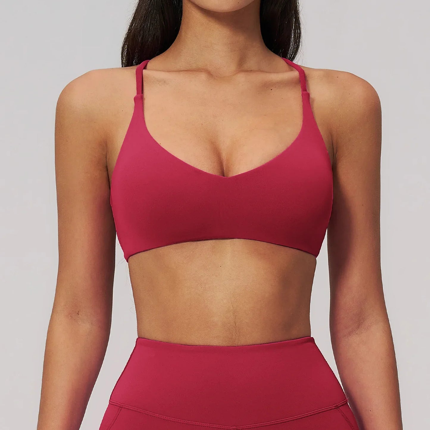 Summer U-Shaped Multi-Strap Cross Back Women Pilates Fitness Sports Bra Top Gym Yoga Athletic Tight Workout Jog With Chest Pad