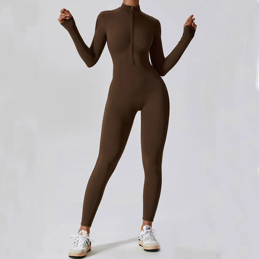 Yoga Jumpsuit Long Sleeved Zipper Rompers