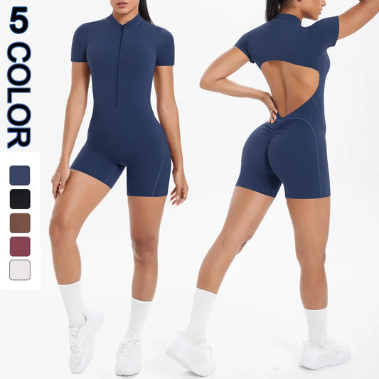 FlexiFit Backless Zip Jumpsuit - Women's Yoga Wear