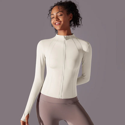Women's Full Zip Yoga Top With Thumbholes