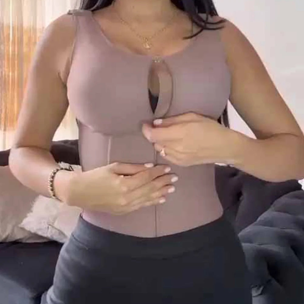 Sexy Waist Trainer Bodysuit – Zipper Corset Shapewear Vest for Women