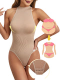 Women's Sleeveless Shapewear Bodysuit – Round Neck, Adjustable Buckle, T-Shape Compression Corset