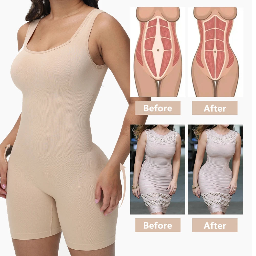 Women's Slim Corset Bodysuit – Firm Control Shapewear Jumpsuit Strap
