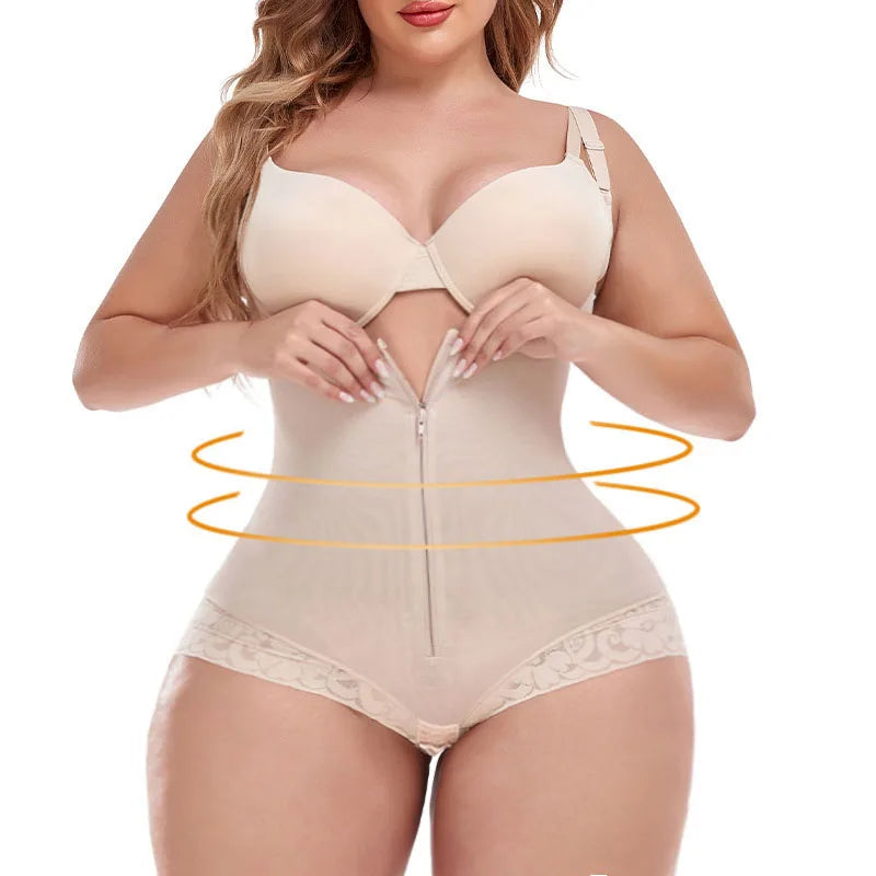 AfruliA Women’s Latex Waist Trainer Bodysuit – V-Neck Tummy Control Shapewear